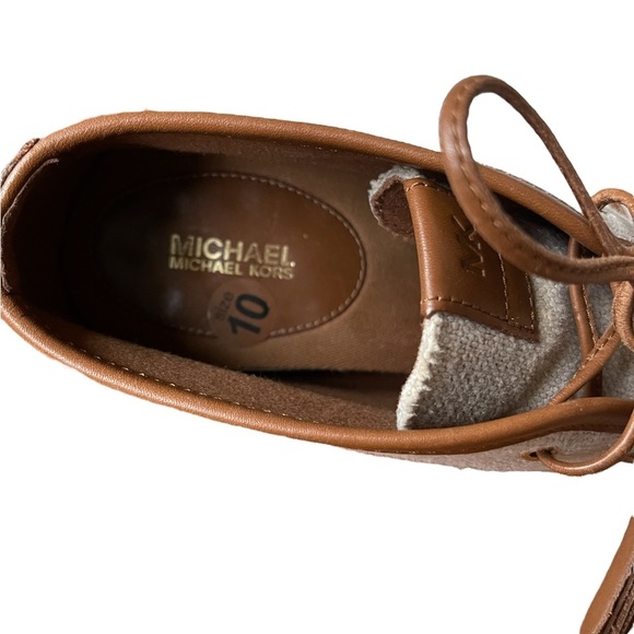 Michael Kors Kendrick Brown Leather Lace‎ Up Wedge Moccasin Style Bootie Size:10 - Picture 9 of 13